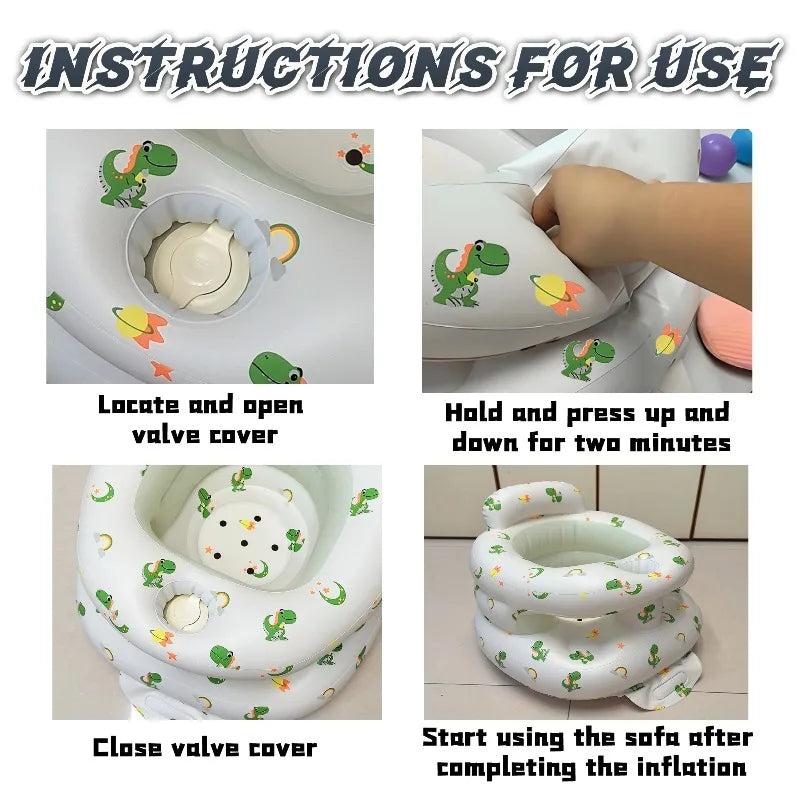 New Inflatable Baby Seat with Full Enclosure Comfortable PVC Sit Me Up Baby Chair Built in Air Pump Blow Up Sitting Sofa
