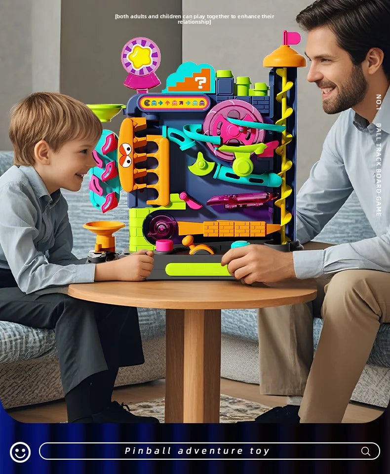 Educational Montessori Toy Multi-Layer Track Adventure Game Rail Rolling Ball Model Interactive Brain for Children Kids