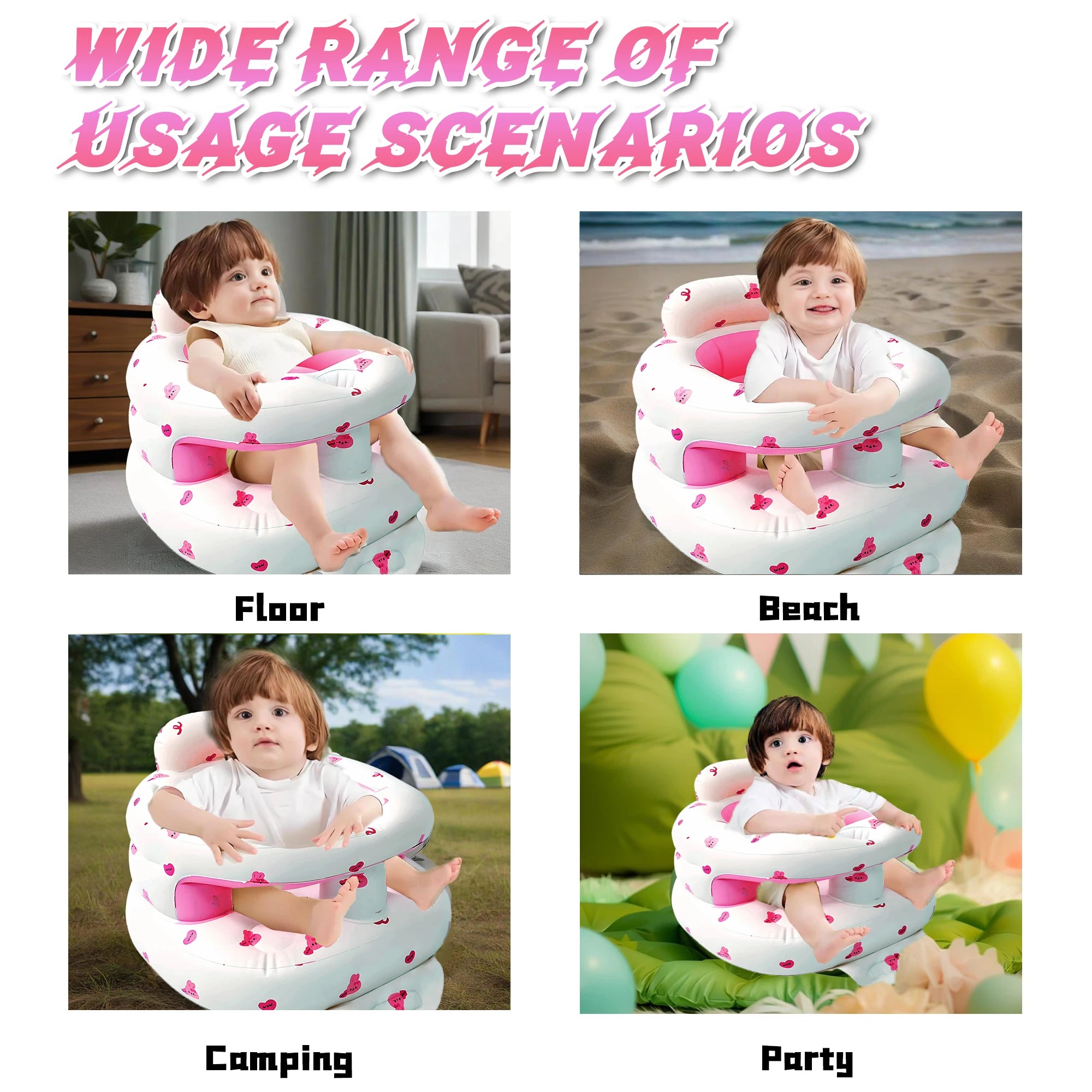 New Inflatable Baby Seat with Full Enclosure Comfortable PVC Sit Me Up Baby Chair Built in Air Pump Blow Up Sitting Sofa