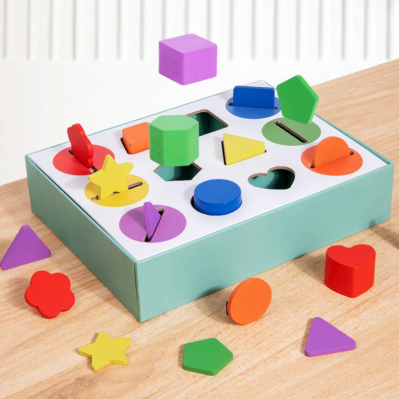 3D Shapes Geometric Solids Wooden Color Toy Sorting Toy Developmental Training Montessori Educational Game for Preschool Element