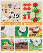 Montessori Quiet Book - Farm Animal Activity Toy with Storytelling for Toddlers, Early Learning Fine Motor Skills