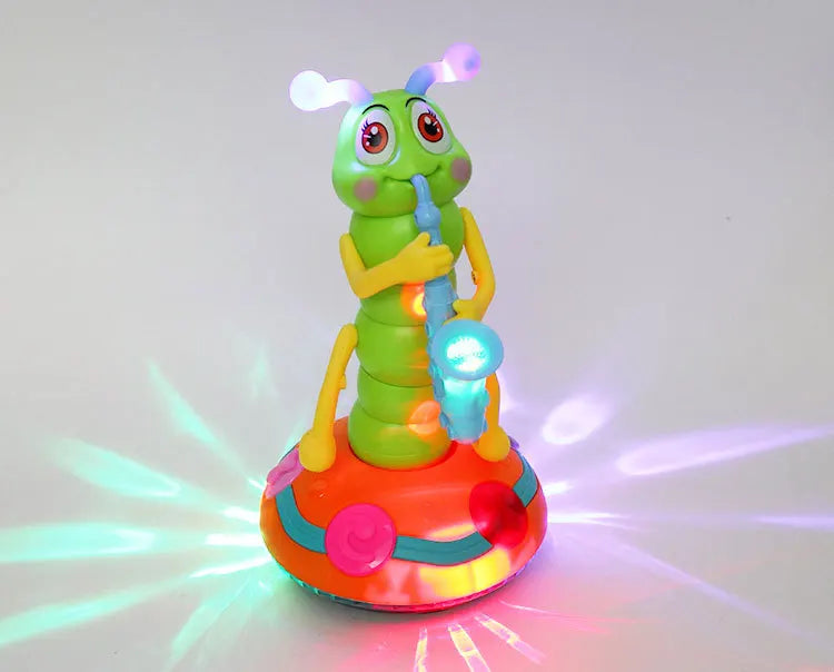 Children's LED Electric Caterpillar Saxophone Toys Wriggle Dancing Saxophone Caterpillar Light Music Early Education Toys Gift