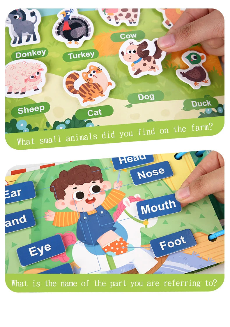 Montessori Baby Busy book My First Quiet Book Paste Early Learning Education Toy Children Toy Matching Game for Babies