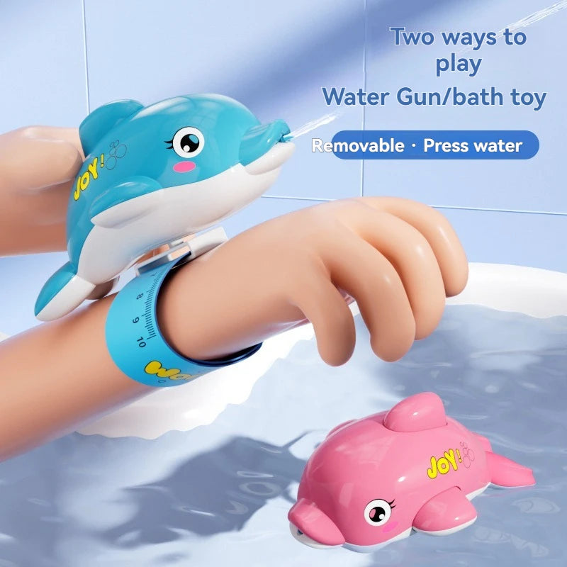 New Turtle or dolphin shaped bracelet water gun, parent-child interaction pressure water jet toy, bath, beach and pool toys