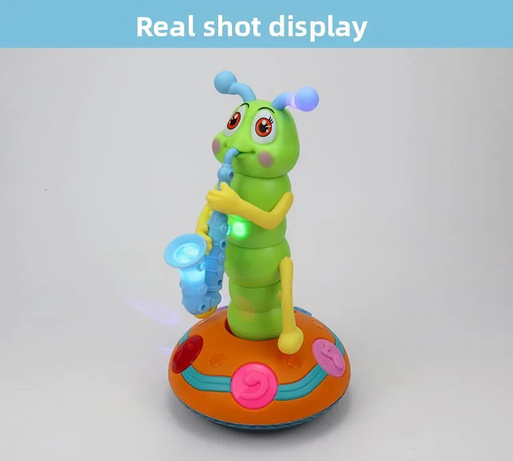 Children's LED Electric Caterpillar Saxophone Toys Wriggle Dancing Saxophone Caterpillar Light Music Early Education Toys Gift
