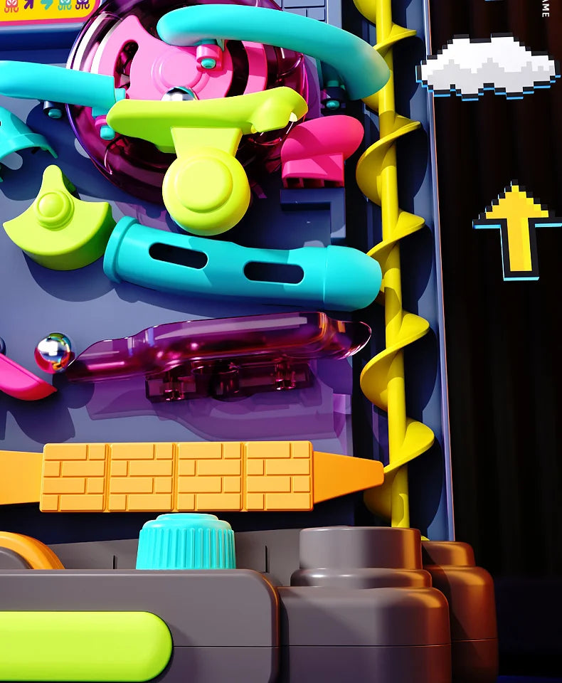 Educational Montessori Toy Multi-Layer Track Adventure Game Rail Rolling Ball Model Interactive Brain for Children Kids